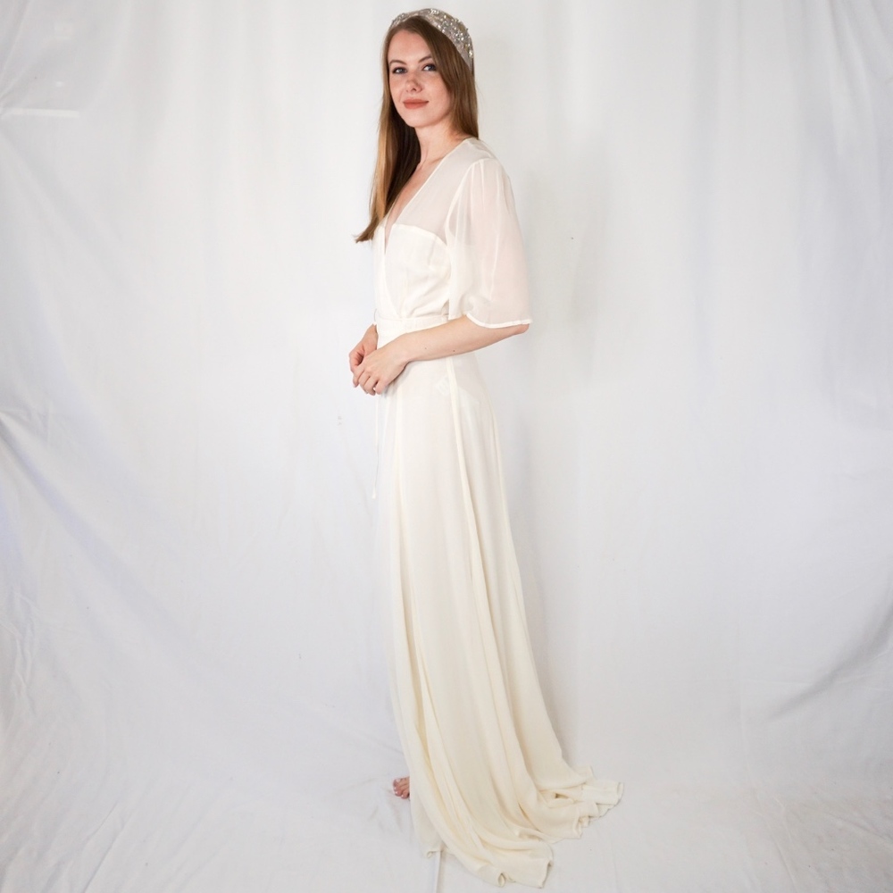 REFORMATION Julienne Ivory Bridal Wrap Dress 1188 - Picture 6 of 8